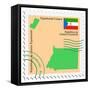 Stamp with Map and Flag of Equatorial Guinea-Perysty-Framed Stretched Canvas