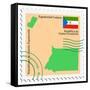 Stamp with Map and Flag of Equatorial Guinea-Perysty-Framed Stretched Canvas