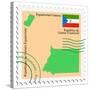 Stamp with Map and Flag of Equatorial Guinea-Perysty-Stretched Canvas