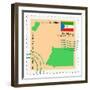 Stamp with Map and Flag of Equatorial Guinea-Perysty-Framed Premium Giclee Print