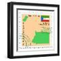 Stamp with Map and Flag of Equatorial Guinea-Perysty-Framed Art Print