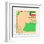 Stamp with Map and Flag of Equatorial Guinea-Perysty-Framed Art Print