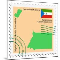 Stamp with Map and Flag of Equatorial Guinea-Perysty-Mounted Art Print