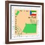 Stamp with Map and Flag of Equatorial Guinea-Perysty-Framed Art Print