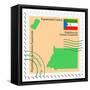 Stamp with Map and Flag of Equatorial Guinea-Perysty-Framed Stretched Canvas