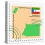 Stamp with Map and Flag of Equatorial Guinea-Perysty-Stretched Canvas