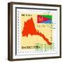 Stamp with Map and Flag of Eritrea-Perysty-Framed Premium Giclee Print