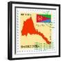 Stamp with Map and Flag of Eritrea-Perysty-Framed Premium Giclee Print