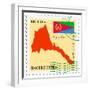 Stamp with Map and Flag of Eritrea-Perysty-Framed Premium Giclee Print