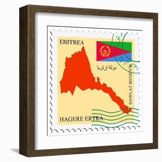 Stamp with Map and Flag of Eritrea-Perysty-Framed Art Print