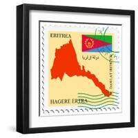 Stamp with Map and Flag of Eritrea-Perysty-Framed Art Print