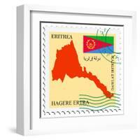 Stamp with Map and Flag of Eritrea-Perysty-Framed Art Print