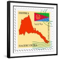 Stamp with Map and Flag of Eritrea-Perysty-Framed Art Print