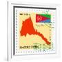 Stamp with Map and Flag of Eritrea-Perysty-Framed Art Print