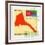 Stamp with Map and Flag of Eritrea-Perysty-Framed Art Print