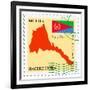 Stamp with Map and Flag of Eritrea-Perysty-Framed Art Print