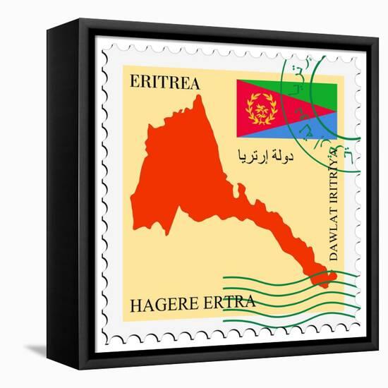 Stamp with Map and Flag of Eritrea-Perysty-Framed Stretched Canvas