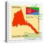 Stamp with Map and Flag of Eritrea-Perysty-Stretched Canvas