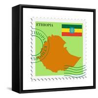 Stamp with Map and Flag of Ethiopia-Perysty-Framed Stretched Canvas