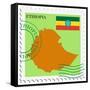 Stamp with Map and Flag of Ethiopia-Perysty-Framed Stretched Canvas