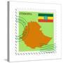 Stamp with Map and Flag of Ethiopia-Perysty-Stretched Canvas