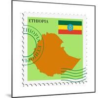 Stamp with Map and Flag of Ethiopia-Perysty-Mounted Premium Giclee Print