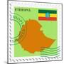 Stamp with Map and Flag of Ethiopia-Perysty-Mounted Premium Giclee Print