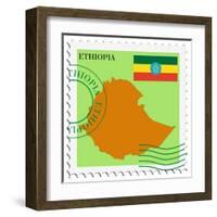 Stamp with Map and Flag of Ethiopia-Perysty-Framed Art Print