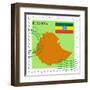 Stamp with Map and Flag of Ethiopia-Perysty-Framed Art Print