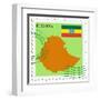 Stamp with Map and Flag of Ethiopia-Perysty-Framed Art Print