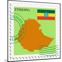 Stamp with Map and Flag of Ethiopia-Perysty-Mounted Art Print