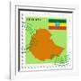 Stamp with Map and Flag of Ethiopia-Perysty-Framed Art Print