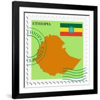 Stamp with Map and Flag of Ethiopia-Perysty-Framed Art Print