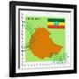 Stamp with Map and Flag of Ethiopia-Perysty-Framed Art Print