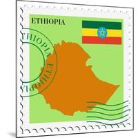 Stamp with Map and Flag of Ethiopia-Perysty-Mounted Art Print