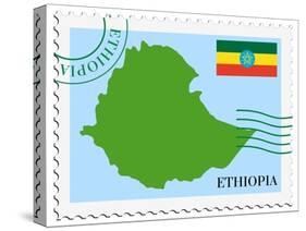 Stamp with Map and Flag of Ethiopia-Perysty-Stretched Canvas