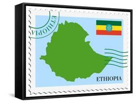 Stamp with Map and Flag of Ethiopia-Perysty-Framed Stretched Canvas