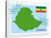 Stamp with Map and Flag of Ethiopia-Perysty-Stretched Canvas