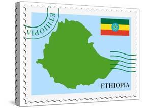 Stamp with Map and Flag of Ethiopia-Perysty-Stretched Canvas