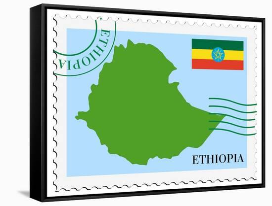 Stamp with Map and Flag of Ethiopia-Perysty-Framed Stretched Canvas