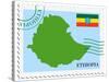 Stamp with Map and Flag of Ethiopia-Perysty-Stretched Canvas