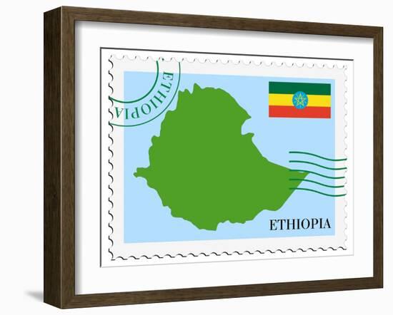 Stamp with Map and Flag of Ethiopia-Perysty-Framed Art Print