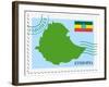 Stamp with Map and Flag of Ethiopia-Perysty-Framed Art Print