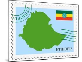 Stamp with Map and Flag of Ethiopia-Perysty-Mounted Art Print