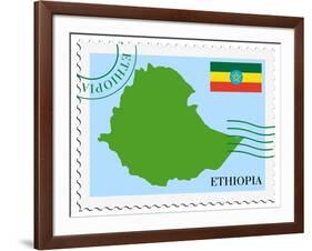 Stamp with Map and Flag of Ethiopia-Perysty-Framed Art Print