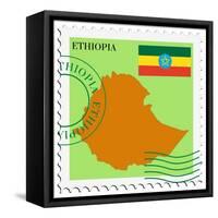 Stamp with Map and Flag of Ethiopia-Perysty-Framed Stretched Canvas