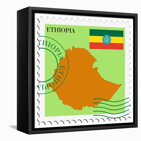 Stamp with Map and Flag of Ethiopia-Perysty-Framed Stretched Canvas