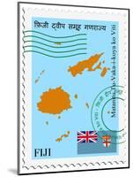 Stamp with Map and Flag of Fiji-Perysty-Mounted Art Print