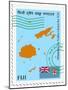 Stamp with Map and Flag of Fiji-Perysty-Mounted Art Print