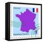 Stamp with Map and Flag of France-Perysty-Framed Stretched Canvas